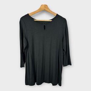 Soft Surroundings Womens size Medium Keyhole Scoop Neck 3/4 Sleeve Tunic Top